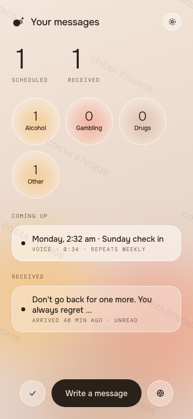 Mè app, Messages screen
